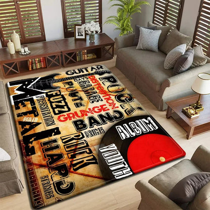 Band Logo Music Rock and Roll Pattern Carpet  for Living Room Bedroom Non-Slip Soft Rug Kitchen Floor Mat Entrance Doormat