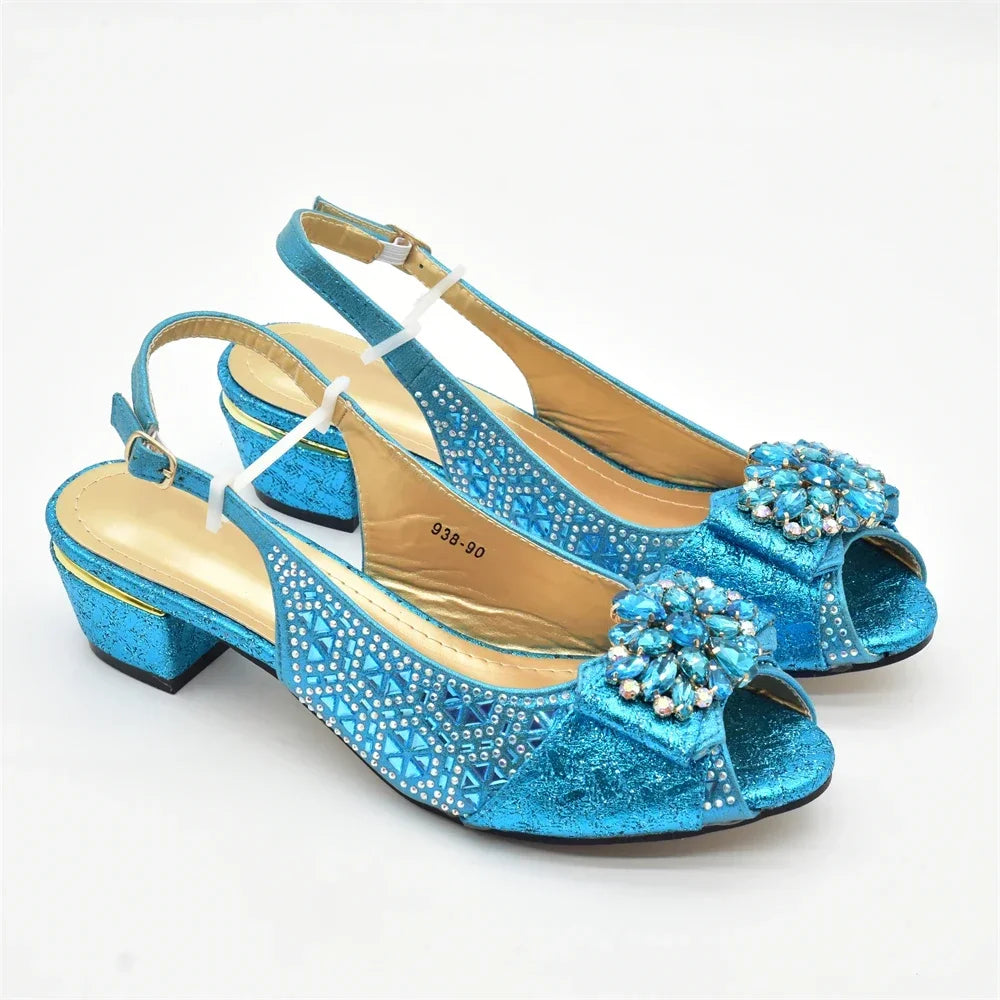 New Design Women Shoes and Bags To Match Set Nigeria Party Italian Shoe and Bag Set for Party in Women Rhinestone Women Pumps