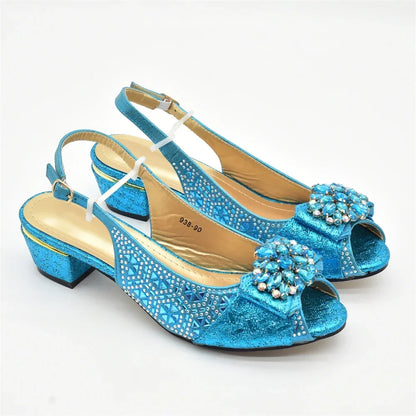 New Design Women Shoes and Bags To Match Set Nigeria Party Italian Shoe and Bag Set for Party in Women Rhinestone Women Pumps
