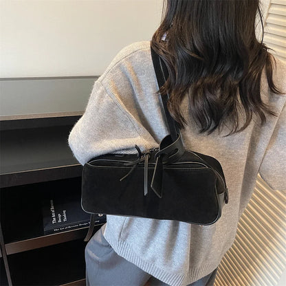 2026 Autumn Winter Latest Commute Shoulder Bags For Women PU Suede Pure Color Large Capacity Boston Bag Luxury Designer Handbags