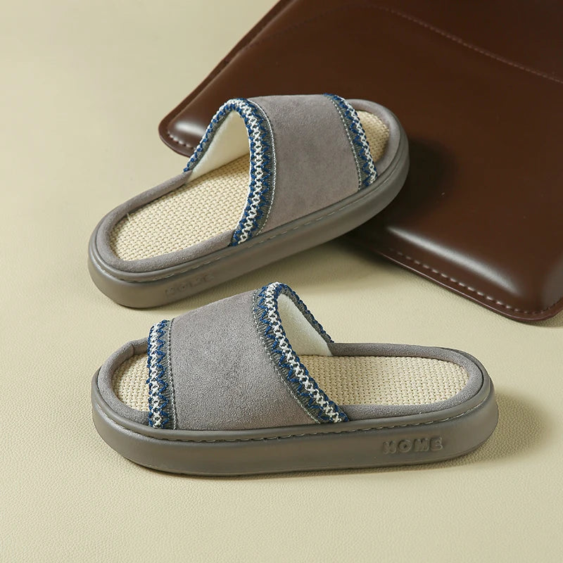 Hemp Casual Women's Slippers Home Spring Summer Luxury Designer Woman Shoes Flat Fashion Indoor Footwear Elegant Platform Slides