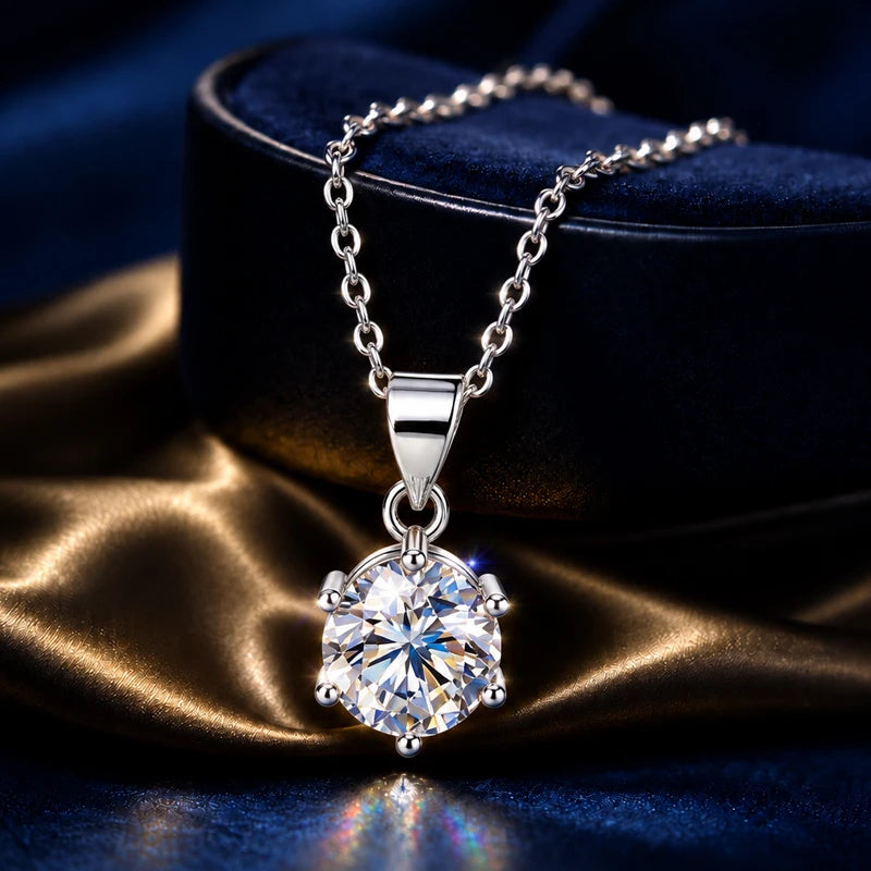 Women's Moissanite Pendant Necklace D Color VVS1 Halo Design S925 Silver Jewelry with GRA Certificate Wedding Birthday Gift
