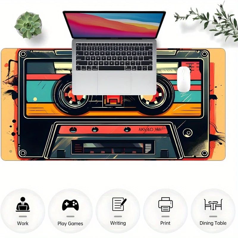 Music Cassette Tape Design Mouse Pad Desk mat High quality material gaming mat Natural rubber base suitable for office and game