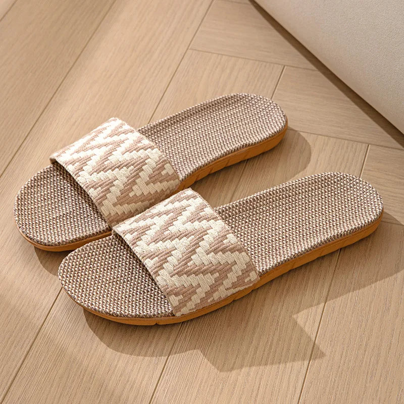 Hemp Casual Women's Slippers Home Flats Spring Summer Luxury Designer Woman Shoes Fashion Indoor Slides Ladies Soft sole Elegant