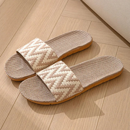 Hemp Casual Women's Slippers Home Flats Spring Summer Luxury Designer Woman Shoes Fashion Indoor Slides Ladies Soft sole Elegant