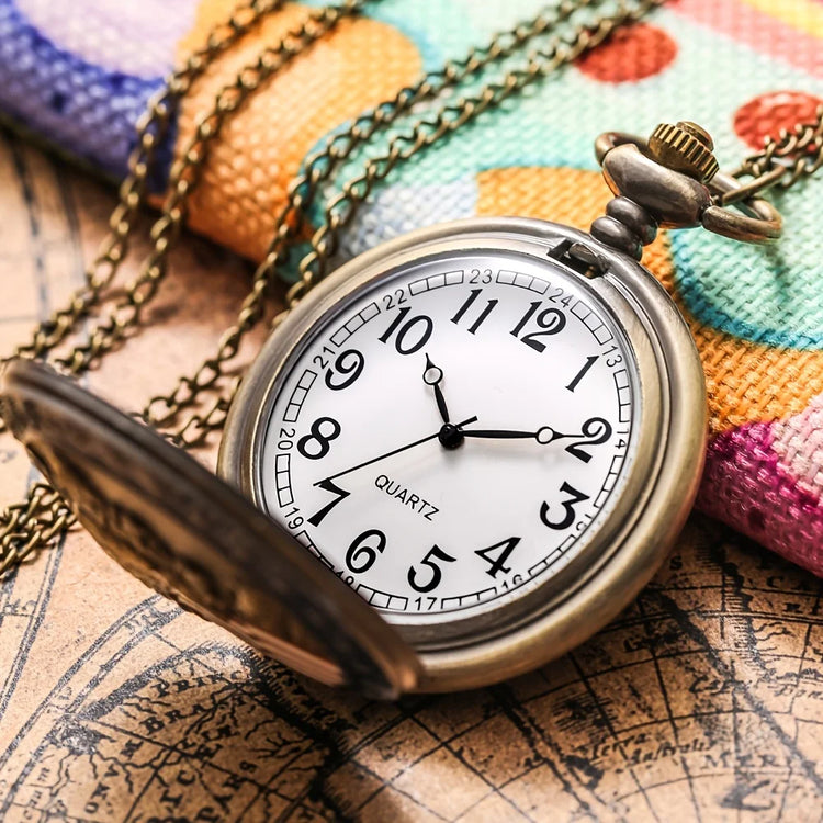 1pc Antique Bronze American Pocket Watch Pendant - Unique Collectible Timepiece with Vintage Charm