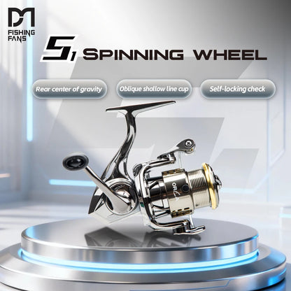 FISHINGFANS ORCA S1 Spinning Reel, 5.2:1 Gear Ratio, 3+1BB, Max Drag 4-4.5KG, Ultralight Metal Reel for Freshwater Saltwater