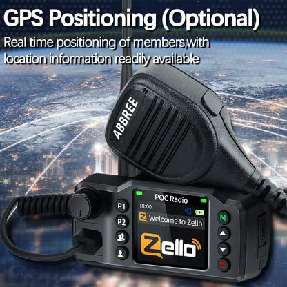 ABBREE GP-8900 PLUS Global POC Network Mini Mobile Radio Zello GPS Android Bluetooth WiFi Unlimited distance 4G/3G/2G Car Radio