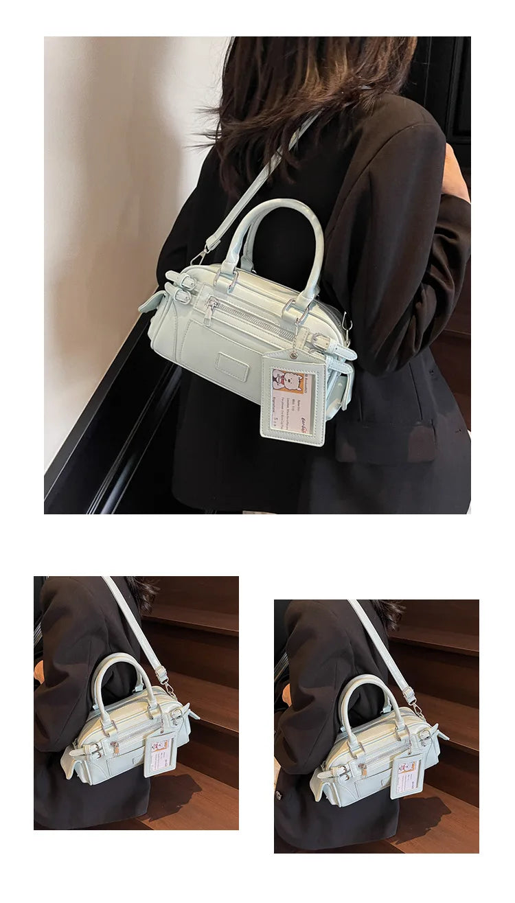 Stylish Design Glossy PU Sqeare Shoulder & Crossbody Bags Solid Zipper Hot Trendy Designer Style Handbags for Women 2025 New