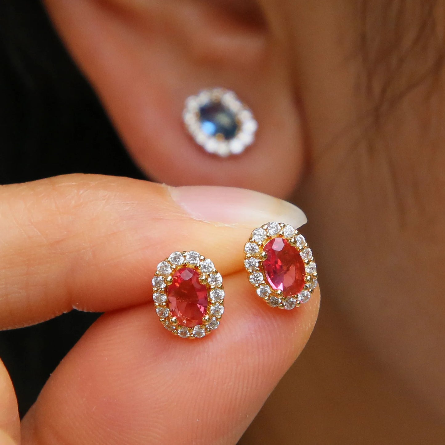 Colorful 12 Month Birthstone Rhinestone Stud Earrings For Women Crystal Ladies Fashion Weddings Banquet Jewelry Accessories