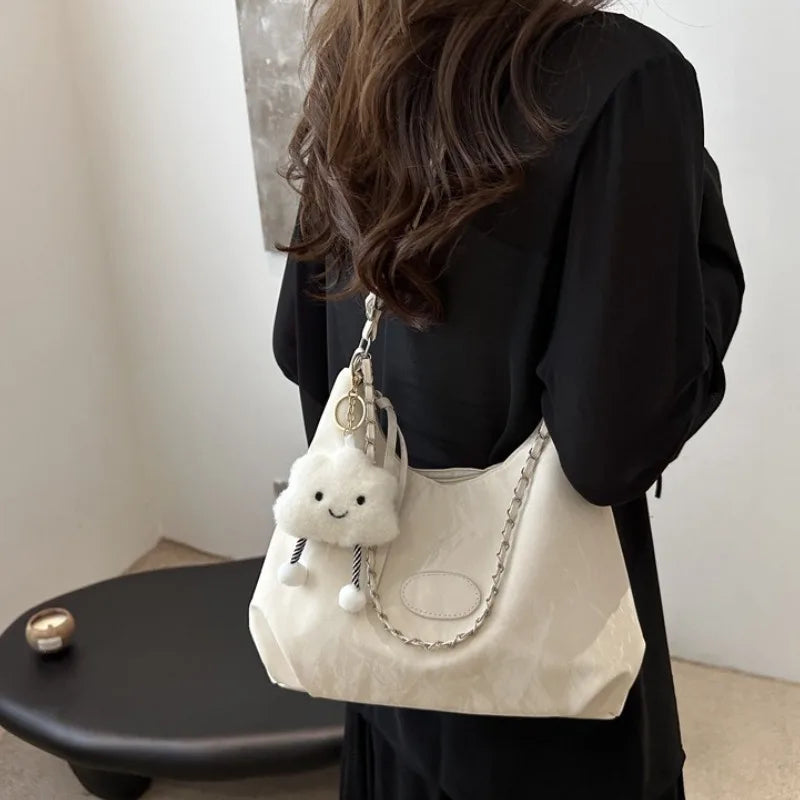 New Summer Chain Commuting Bag, Casual Student Soft Face Large Capacity Bag for Women, Fashion Single Shoulder Crossbody Bags