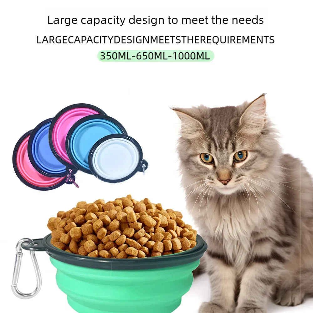 Durable TPR Portable Pet Food Bowl for Cats And Dogs Silicone Collapsible Travel Outdoor Water Food Bowl for Pets