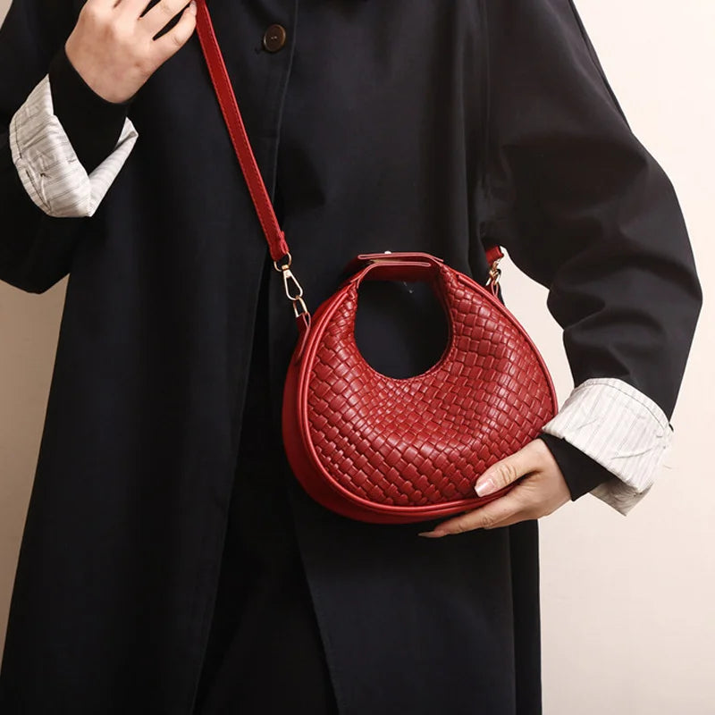 Fashion Black Half Moon Bag Luxury Pu Leather Ladies Purses and Handbags Crossbody Women Shoulder Bags