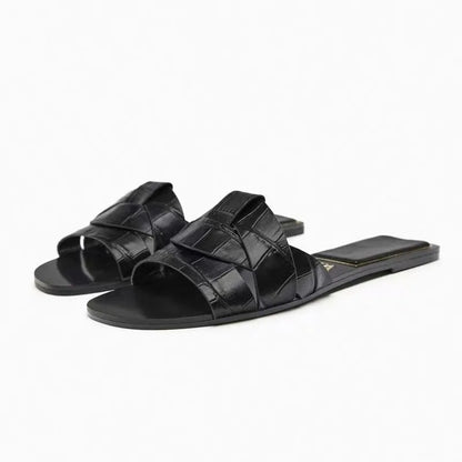 Flat Slippers Casual Shoes Woman 2026 Trend Luxury Summer Elegant Dresses Sandals Beach Designer House Round Toe Brand Bathroom