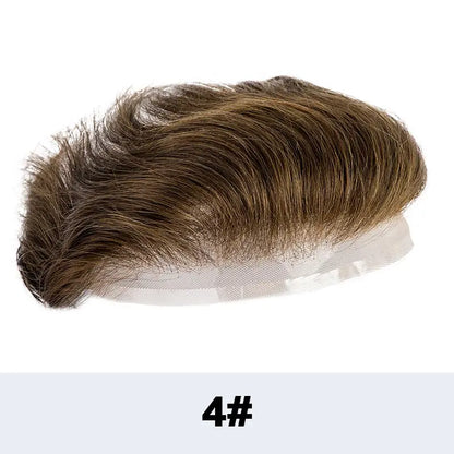 Full Lace V Style Shape Men's Front Hairline Natural Hairpiece Male Forehead Hairline Lace Pu Frontal Hair Patch For Men Blonde