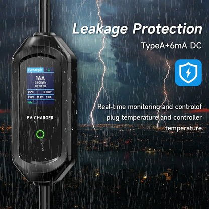 Type2 IEC62196-2 Portable EV Charger 7KW 32A Type1 J1772 EVSE Fast Charging Cable GBT 20234 CEE Plug WiFi APP Bluetooth Control