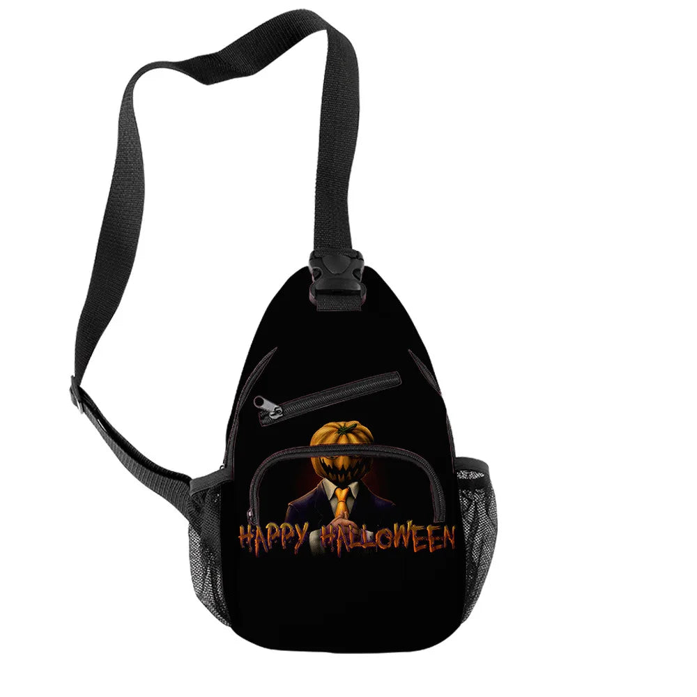 Fashion Youthful Halloween Skeleton Boys/Girls 3D Printed Chest Bags Oxford Waterproof Sports Crossbody Travel Bag Shoulder Bags