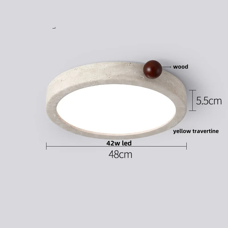 IWHD Wabi Sabi LED Ceiling Lamp Dining Room Restaurant Coffee Yellow Travertine Stone Minimalism Hanging Lights Lamparas Techo