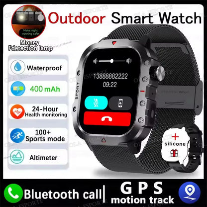 Military GPS Smart Watches For Men Flashlight Waterproof Outdoor Sport Tracker Bluetooth Call Smartwatch Man Women 2025 Pk h12