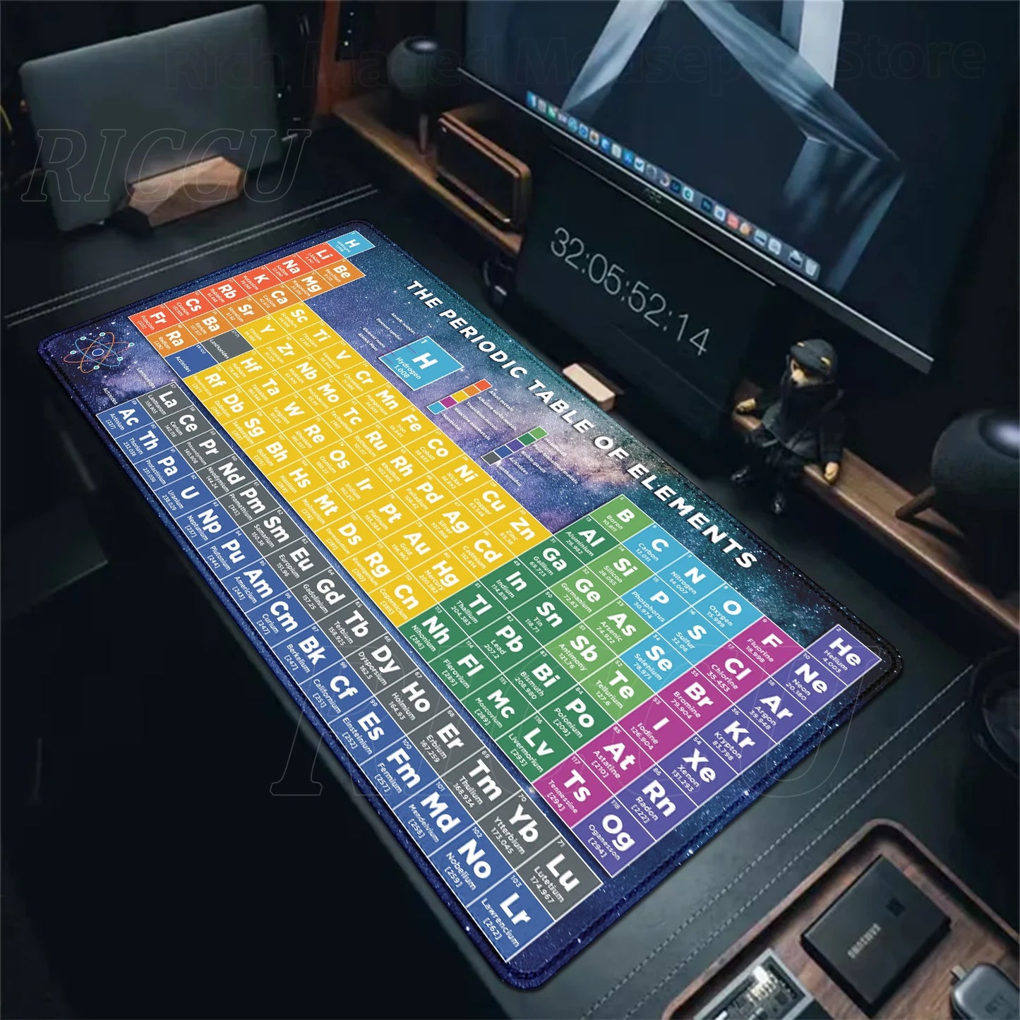 Periodic Table of Elements Mouse Pad Large Gaming Keyboard Mousepad with Stitched Edge Non-Slip Rubber Base Office PC Desk Mat