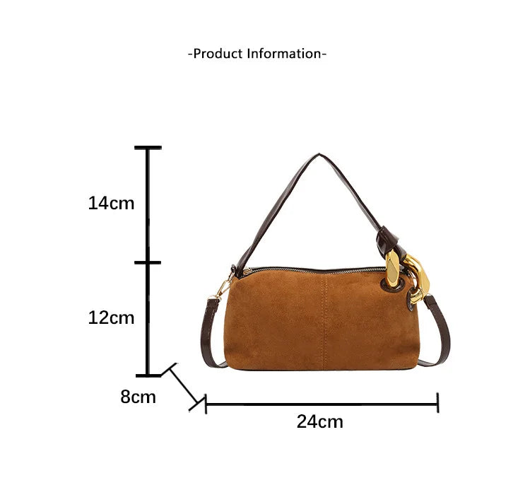 New Matte Suede Women's Shoulder Bag For Gift, Ladies Fashion Handbags Crossbody Bags For Daily Used