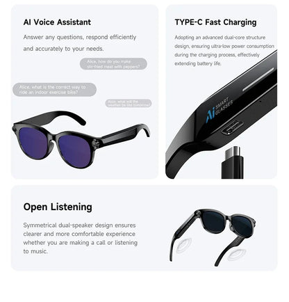 New Smart AI Glasses 800W Shooting Camera HD Photo Video Voice Call Translation Waterproof Bluetooth AI Motorcycle Glasses