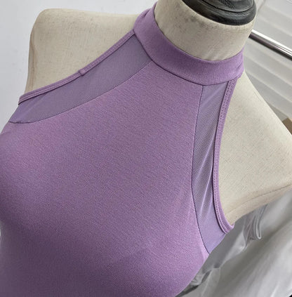 ISAROSE Summer Sexy Bodysuit for Women Stretch Braless Solid Color Back Zipper Sleeveless Basic Design Slim Halter Jumpsuit