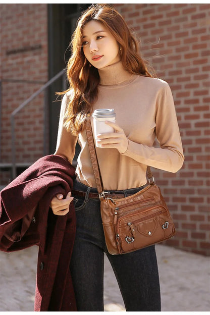 Multi Pocket Soft Leather Crossbody Bag Luxury Purses Handbags Women's Bag Designer Shoulder Messenger Bags for Women