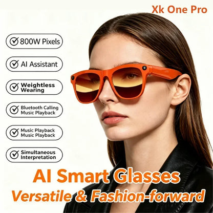 Smart Glasses 8K HD AI Photography Recording Intelligent Object Recognition 290mAh Battery Bluetooth Voice Assistant Unisex
