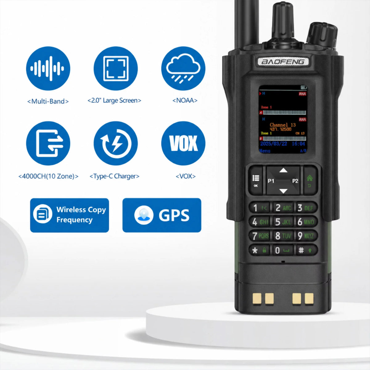 BAOFENG DM-32 Walkie Talkie With Belt Holster DMR Radio Digital GPS APRS AES256 Type-C Vox 4000CH DualMode Analog Dual Time Slot