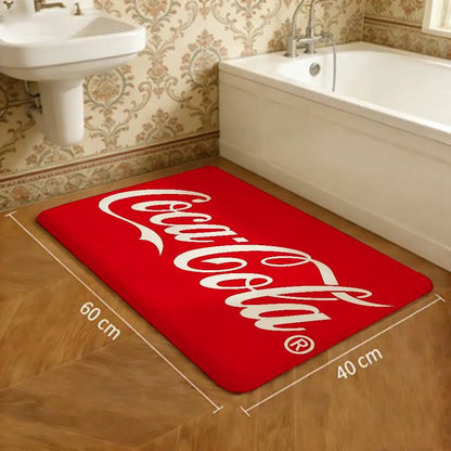 C-Coca Cola Bathroom Mat Anti-slip Absorb Water Long Strip Cushion Bedroon Mat Welcome Doormat