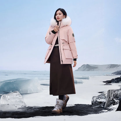 Bosideng Women 6th Generation Extreme Cold Goose Down Parka -20℃ Cold Resistance Winter Puffer Coat with Detachable Raccoon Fur