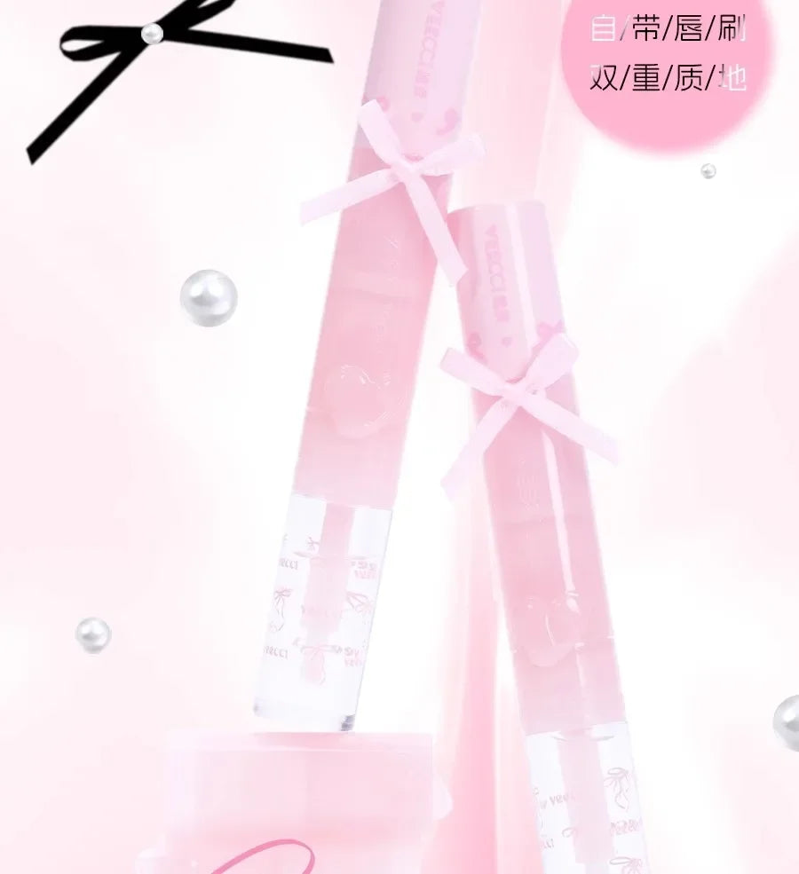 VEECCI Sweet Spicy Girl Ribbon Series Gift Box Makeup Kit Lipstick Eyeshadow Concealer Hair Rope Set Pink Delicate Cute Makeup