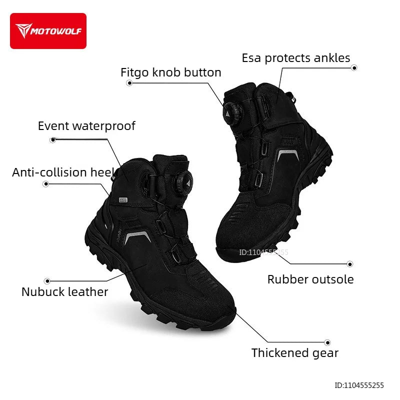 Motorcycle Riding Shoes Motocross Boots Men's Motorcycle Boots with Quick-Release ATOP Knob Flexible Breathable Motorcycle Shoes