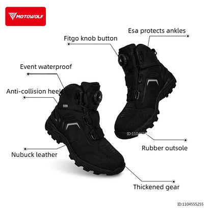Motorcycle Riding Shoes Motocross Boots Men's Motorcycle Boots with Quick-Release ATOP Knob Flexible Breathable Motorcycle Shoes