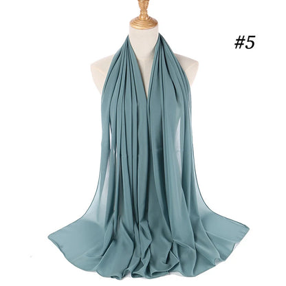 Muslim Chiffon Hijab Women Bubble Chiffon Scarf For Women Ladies Veil Muslim Islam Solid Color Malaysia Musulman Wrap Scarves