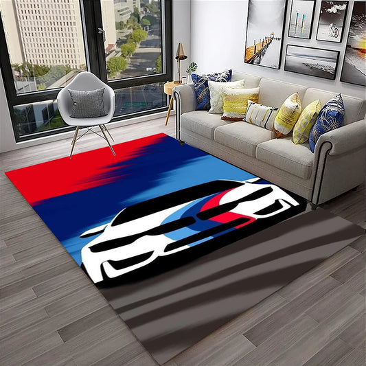 Racing Car Sports Car Carpet Rug for Home Living Room Bedroom Playroom Sofa Doormat Decor,Kids Game Area Rug Non-slip Floor Mat