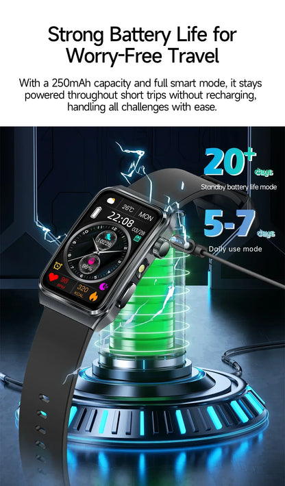 2025 New Nursing Grade ECG+PPG Pulse therapy Smartwatch Men Blood lipid Uric acid Bluetooth call Health Bracelet For Android iOS