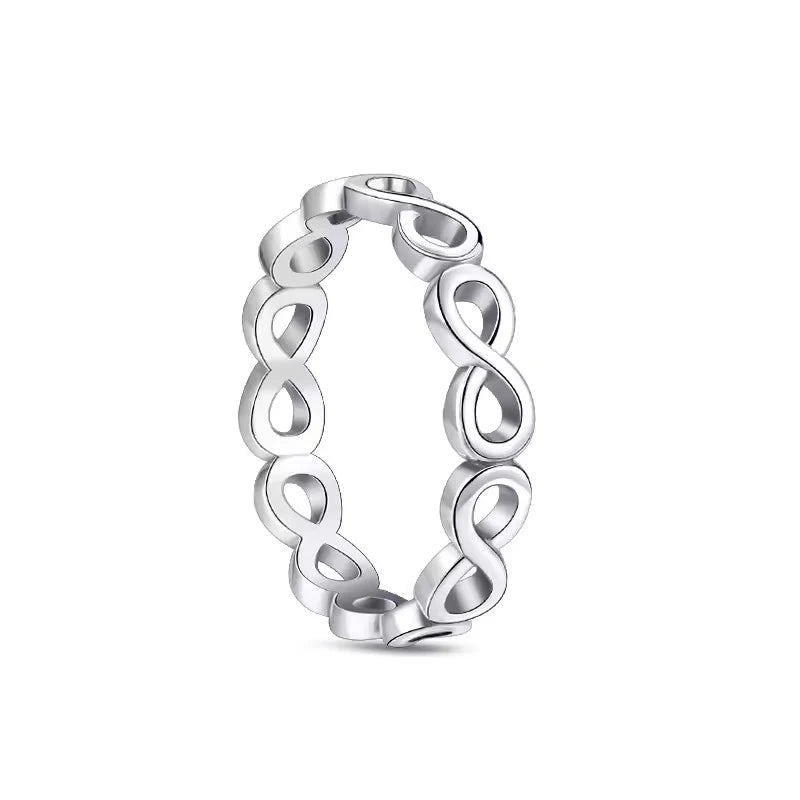 New 925 Sterling Silver Rings Stackable Infinite Silver shining Zircon Ring For Women Wedding Anniversary Birthday Jewelry Gift