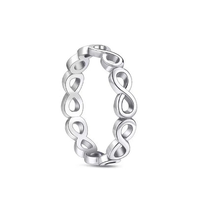 New 925 Sterling Silver Rings Stackable Infinite Silver shining Zircon Ring For Women Wedding Anniversary Birthday Jewelry Gift