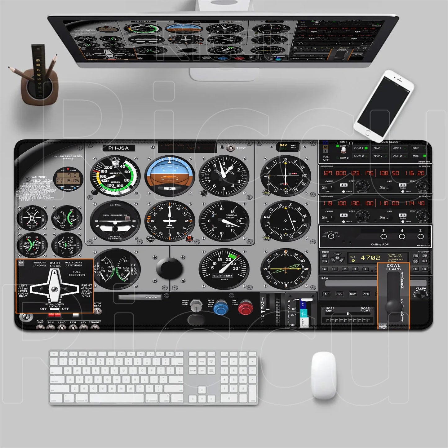 HD Airplane Speedometer Mouse Pads Plane Instrument Panel XXL Mousepad Non-slip Rubber Desk Mat Pc Gamer Deskmat Cockpit Playmat