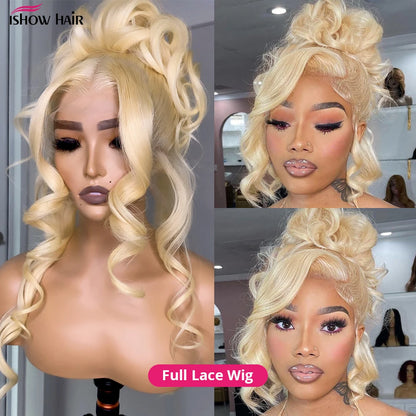 Ishow 613 Full Lace Human Hair Wig Body Wave Blonde Lace Front Wig Brazilian Human Hair 30 inch 13x4 Lace Frontal Wig For Woman