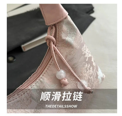 Fashion Luxury Women Embroidery Shoulder Bag Nylon Pearl Pendant Bucket Bag Versatile Handbag Retro Women Crossbody Bags сумка