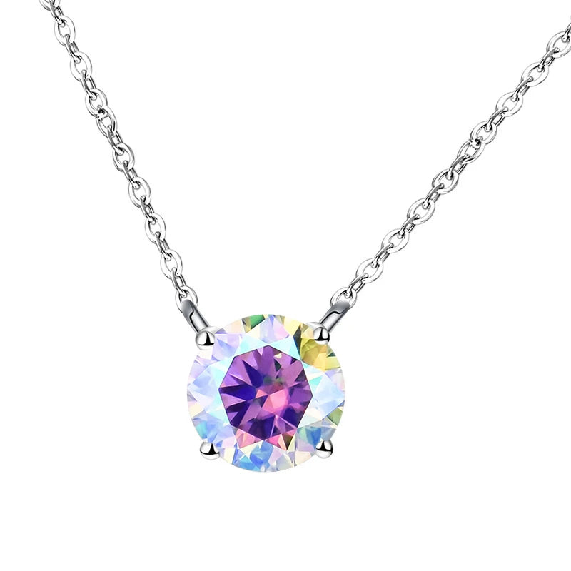 JoyceJelly 1/2/3/5 Carat Moissanite Necklace for Women 925 Sterling Silver Wedding Bridal Fine Jewelry for Women