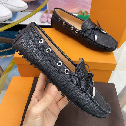Spring Summer Ladies Genuine Leather Comfortable Slip-On Soft Bottom Driving Casual Flat Office Lazy Person Loafers Shoes