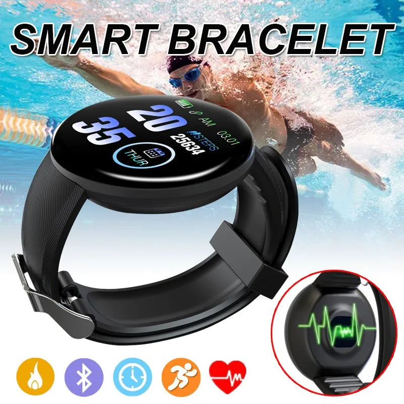 D18 Smart Watch Men Women Smartwatch Blood Pressure Waterproof Digital Watches Sports Fitness Tracker Watch for Apple Watch Band