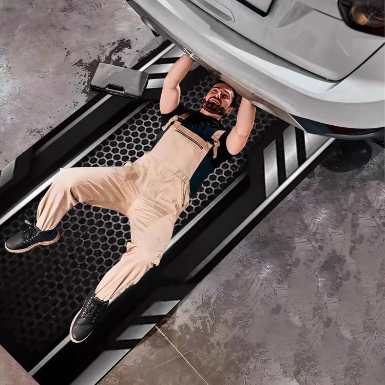 VIKAMA Motorcycle Garage Floor Mat Cyber Style Workshop Non-Slip Wear-Resistant Display Mat Hallway Decorative Carpet