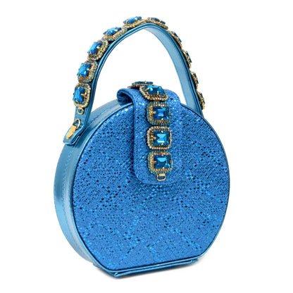 Newest Style Teal Sky Color Platform Design Peep Toe Ladies Shoes Matching Bag Set For Mature Women Heel Party Pump