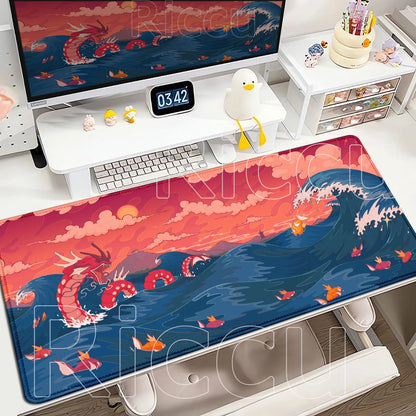 Gaming Anime P-Pokemons Gyarados Mousepad Large Non-slip Rubber Mouse Pad Gamer XXL 900x400mm Pc Keyboard Desk Mouse Mat Carpet
