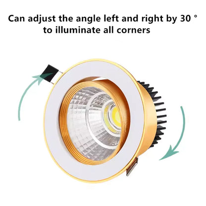 Gold Electroplating Ultra-High Quality Recessed LED Downlights Dimmable 7W9W12W15W COB Ceiling Spotlights AC90~260V For Home Use